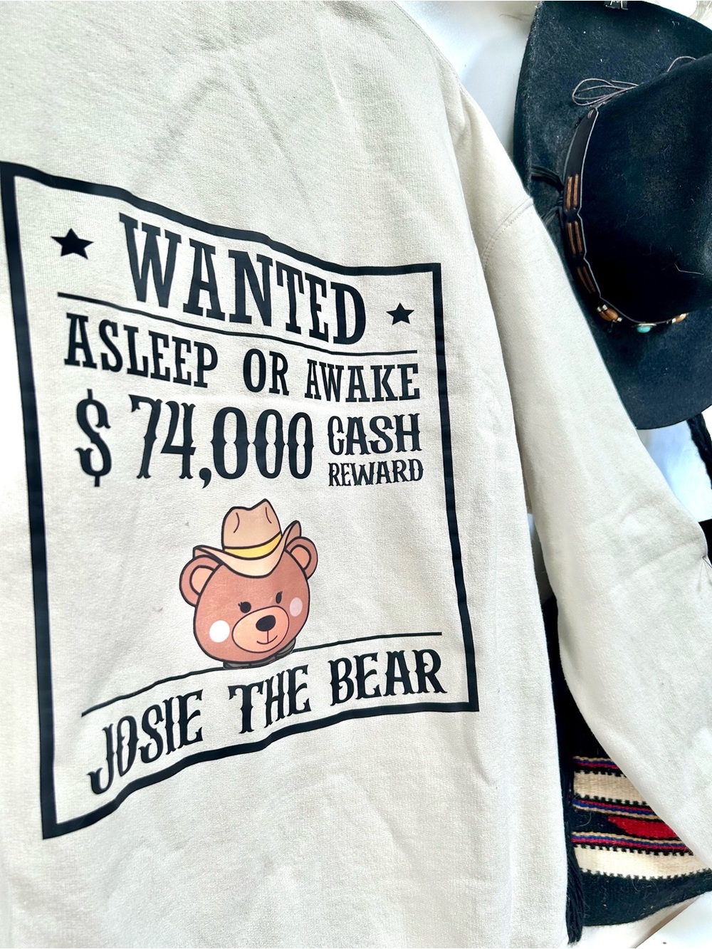 Western TEDDY BEAR Oversized boho sweatshirt southwestern farmhouse country Vibe - Picture 10 of 11